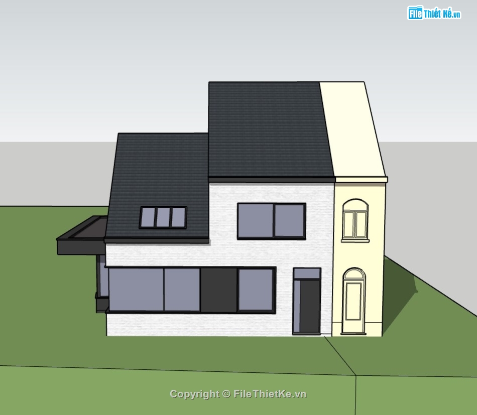 biệt thự 2 tầng,biệt thự 2 tầng su,su biệt thự,sketchup biệt thự