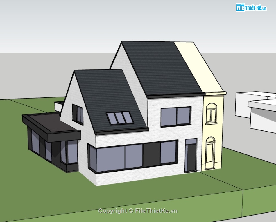 biệt thự 2 tầng,biệt thự 2 tầng su,su biệt thự,sketchup biệt thự