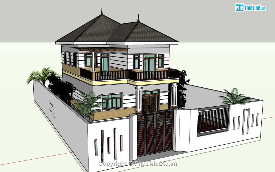 su biệt thự,sketchup biệt thự,su biệt thự 2 tầng