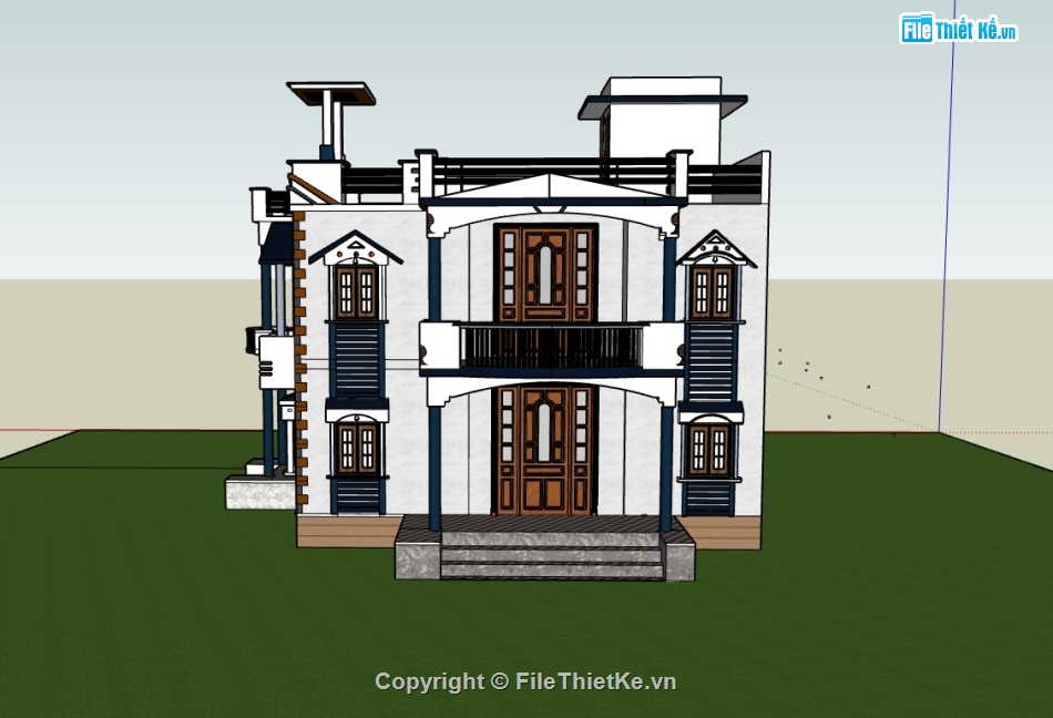 biệt thự,biệt thự 2 tầng,biệt thự 2 tầng tân cổ điển,biệt thự tân cổ điển,su biệt thự,sketchup biệt thự
