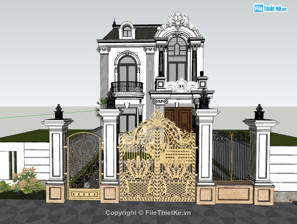 biệt thự 2 tầng,su biệt thự,sketchup biệt thự 2 tầng,su biệt thự 2 tầng