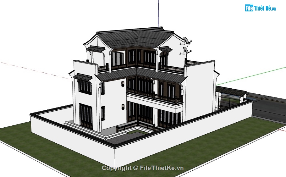 biệt thự 3 tầng,biệt thự 3 tầng sketchup,su biệt thự 3 tầng,biệt thự