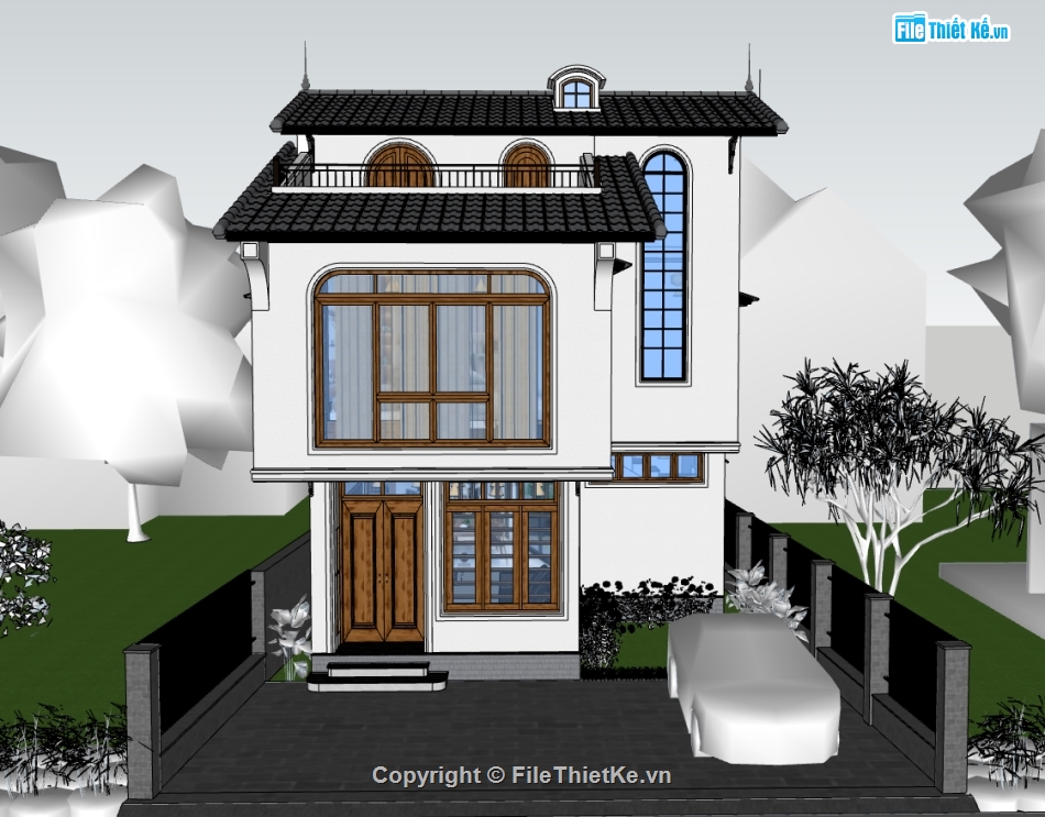 biệt thự 3 tầng,su biệt thự,sketchup biệt thự,su biệt thự 3 tầng