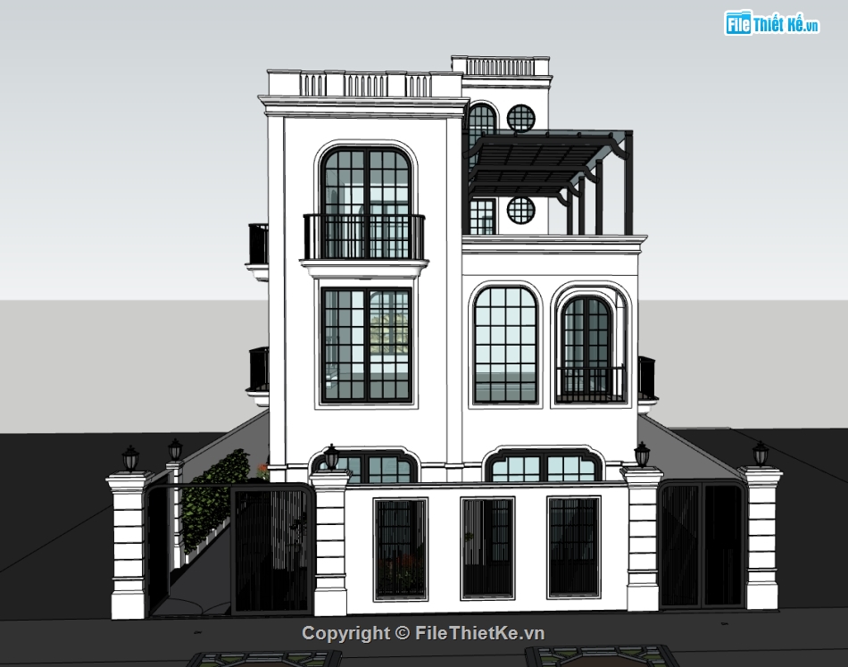 biệt thự 3 tầng,su biệt thự,sketchup biệt thự,biệt thự 3 tầng đẹp,biệt thự đẹp 3 tầng
