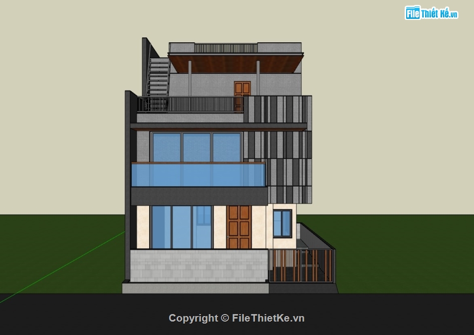 biệt thự 3 tầng,su biệt thự,sketchup biệt thự