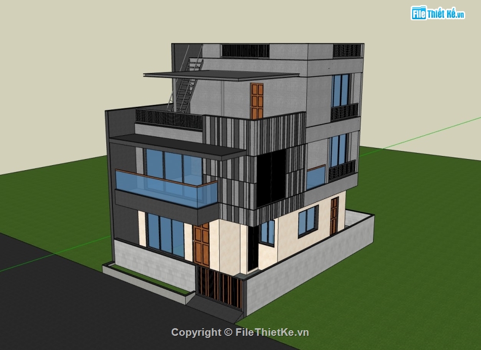 biệt thự 3 tầng,su biệt thự,sketchup biệt thự