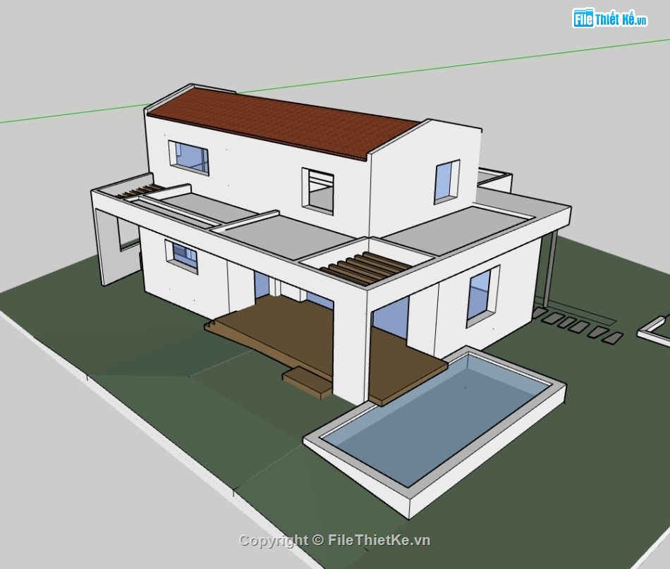 nhà 2 tầng,su nhà 2 tầng,sketchup nhà 2 tầng