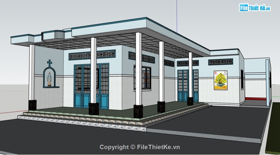 nhà cấp 4,su nhà cấp 4,sketchup nhà cấp 4