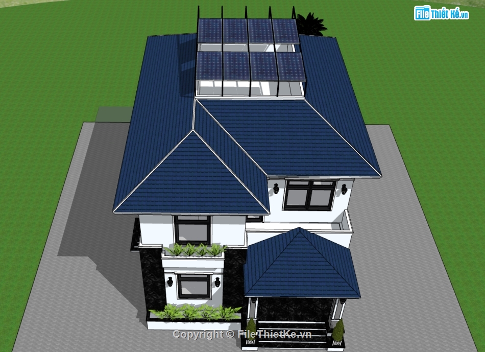 su nhà mái nhật,sketchup nhà mái nhật,nhà mái nhật