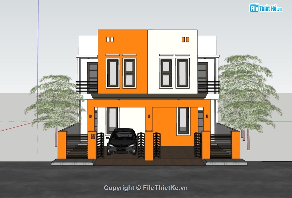 nhà phố 2 tầng,su nhà phố,sketchup nhà phố,su nhà phố 2 tầng,sketchup nhà phố 2 tầng