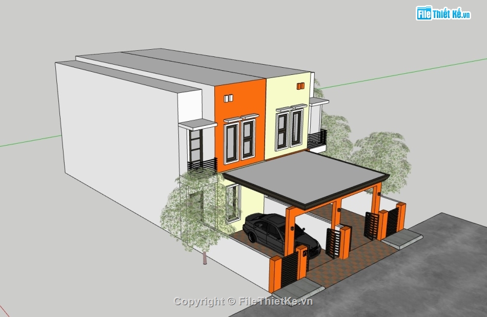 nhà phố 2 tầng,su nhà phố,sketchup nhà phố,su nhà phố 2 tầng,sketchup nhà phố 2 tầng