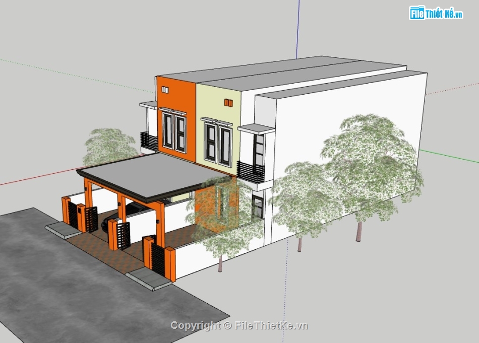 nhà phố 2 tầng,su nhà phố,sketchup nhà phố,su nhà phố 2 tầng,sketchup nhà phố 2 tầng