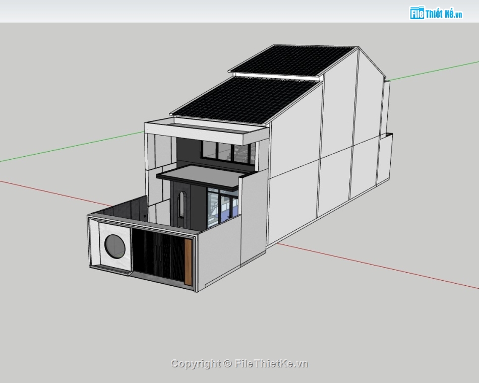nhà phố 2 tầng,su nhà phố,sketchup nhà phố
