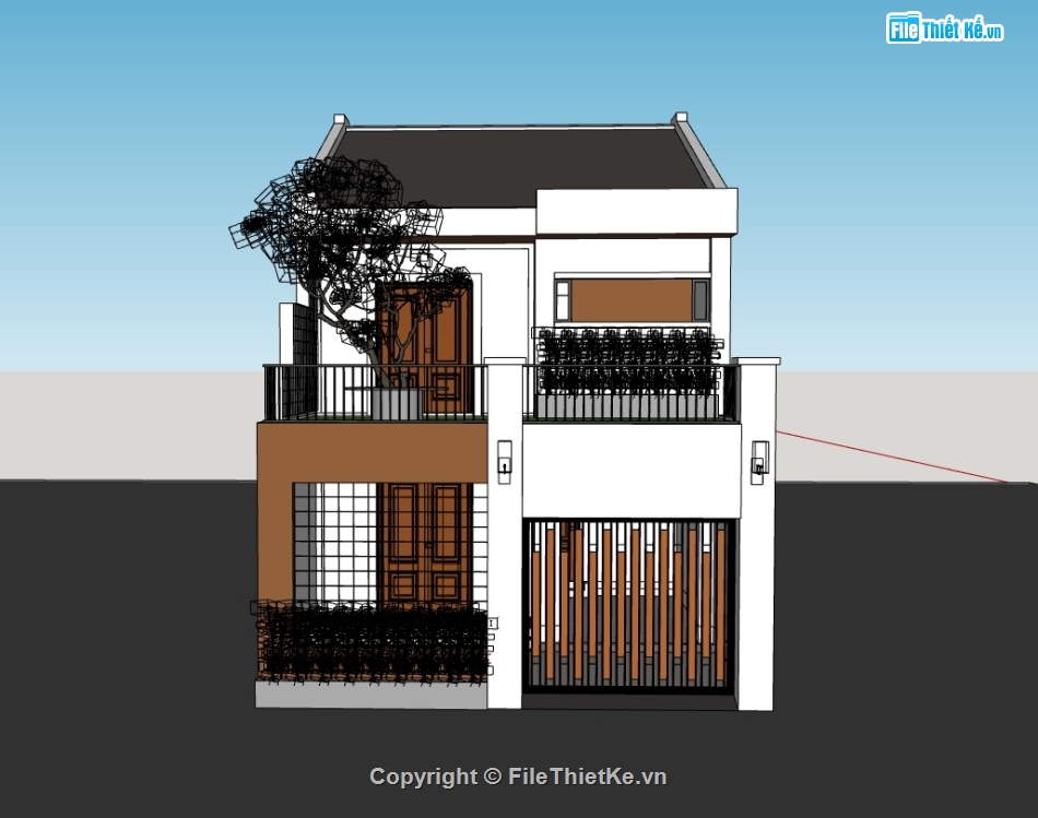 su nhà phố,sketchup nhà phố,sketchup nhà phố 2 tầng