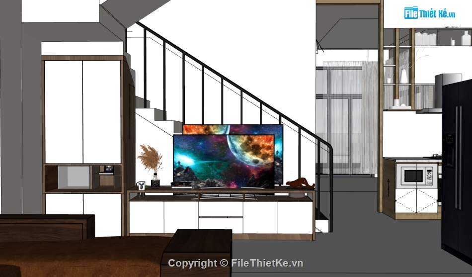 su nhà phố,sketchup nhà phố,nhà phố 2 tầng