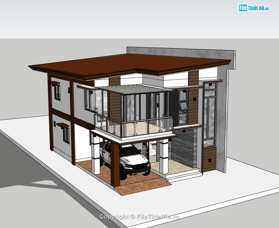 su nhà phố,sketchup nhà phố,nhà phố 2 tầng
