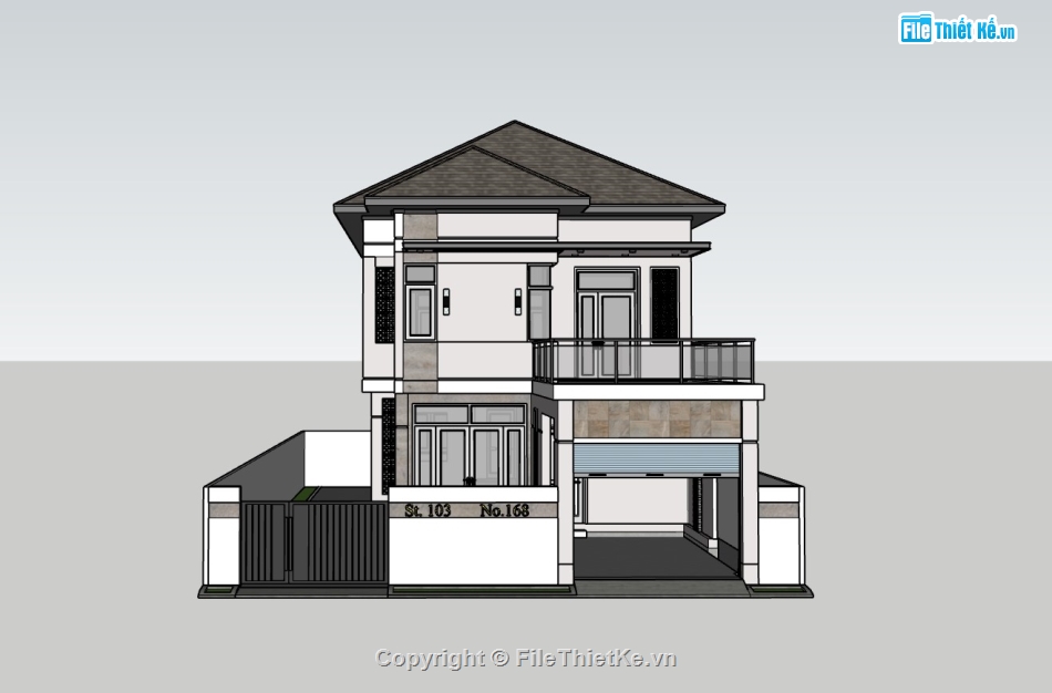 su nhà phố 2 tầng,sketchup nhà phố 2 tầng,su nhà phố,sketchup nhà phố