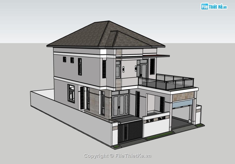 su nhà phố 2 tầng,sketchup nhà phố 2 tầng,su nhà phố,sketchup nhà phố