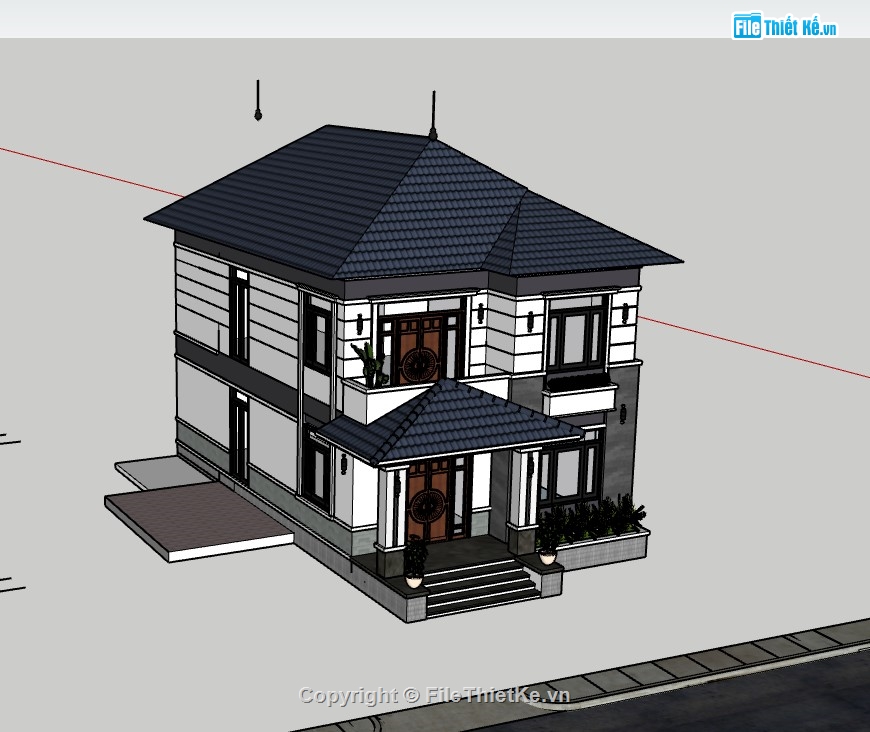 su nhà phố 2 tầng,sketchup nhà phố 2 tầng,su nhà phố