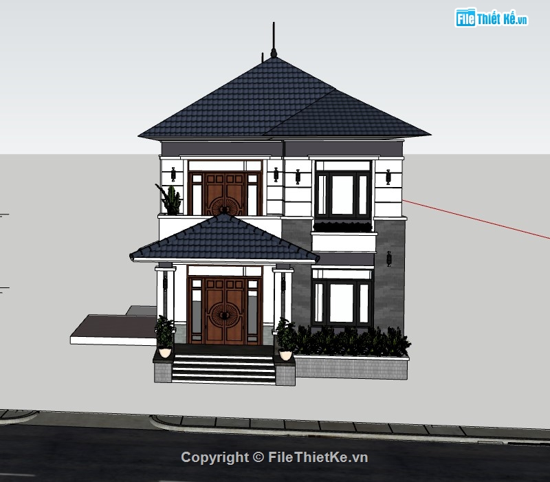 su nhà phố 2 tầng,sketchup nhà phố 2 tầng,su nhà phố