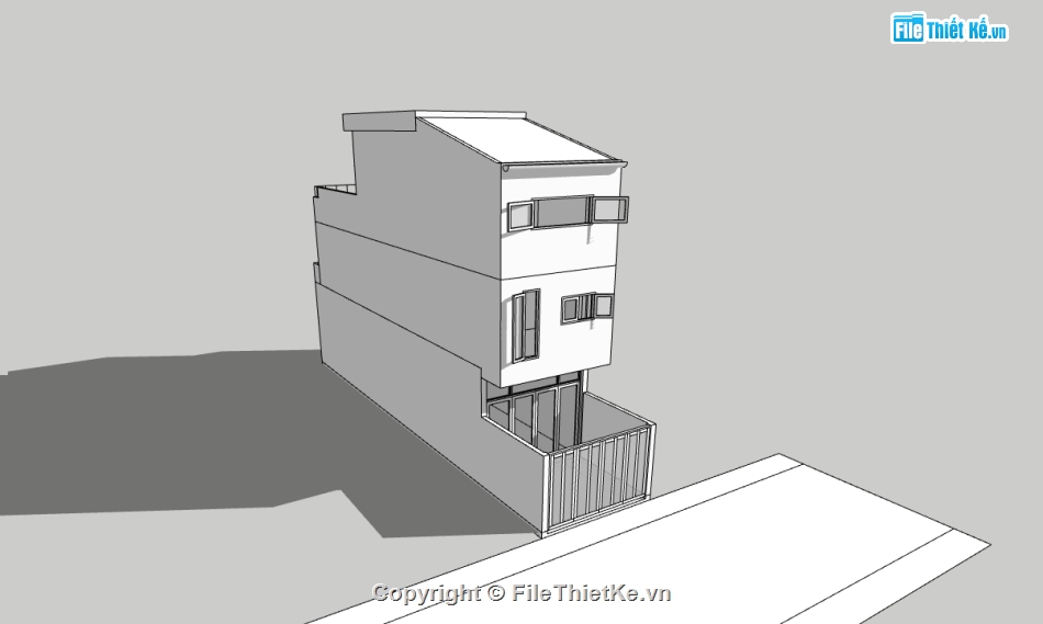 nhà phố 3 tầng,su nhà phố,sketchup nhà phố