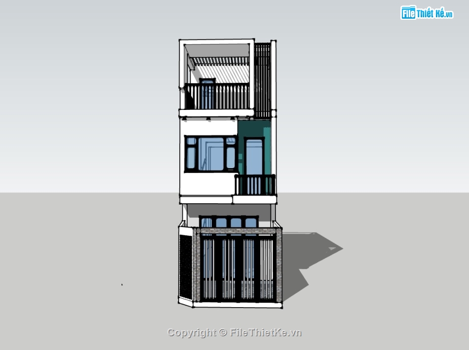 su nhà phố,sketchup nhà phố,su nhà phố 3 tầng