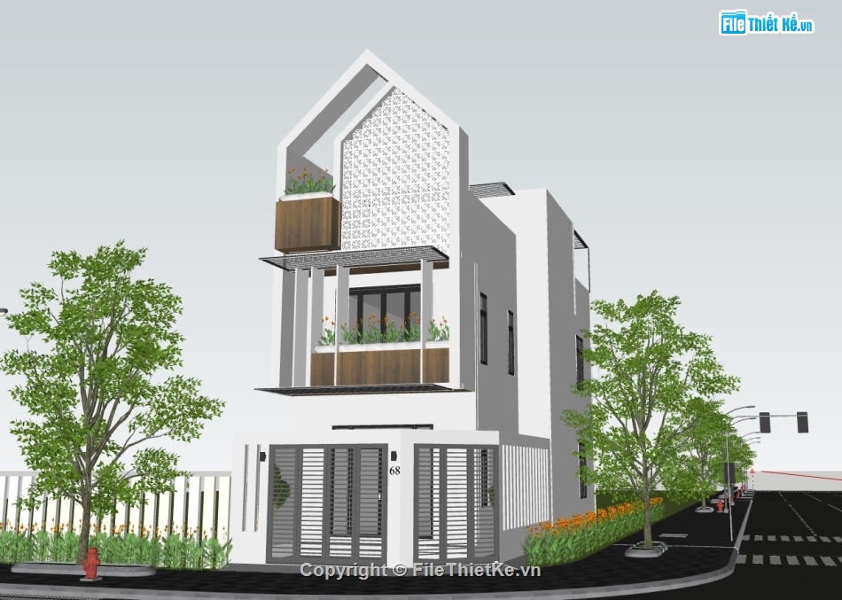 nhà phố 3 tầng,nhà phố sketchup,su nhà phố,su nhà phố 3 tầng,sketchup nhà phố 3 tầng