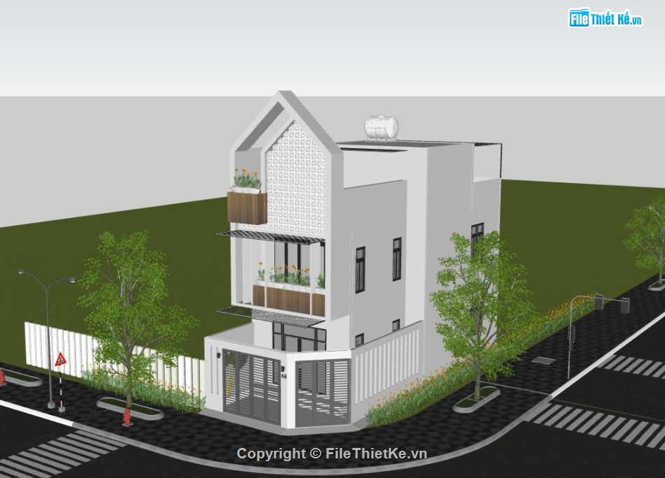 nhà phố 3 tầng,nhà phố sketchup,su nhà phố,su nhà phố 3 tầng,sketchup nhà phố 3 tầng