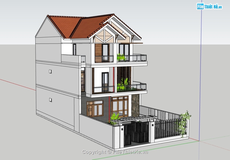 su nhà phố,sketchup nhà phố 3 tầng,su nhà phố 3 tầng,sketchup nhà phố