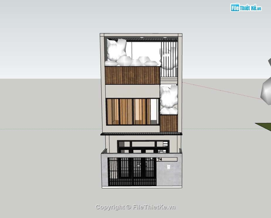 su nhà phố,sketchup nhà phố,su nhà phố 3 tầng