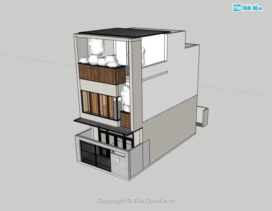 su nhà phố,sketchup nhà phố,su nhà phố 3 tầng