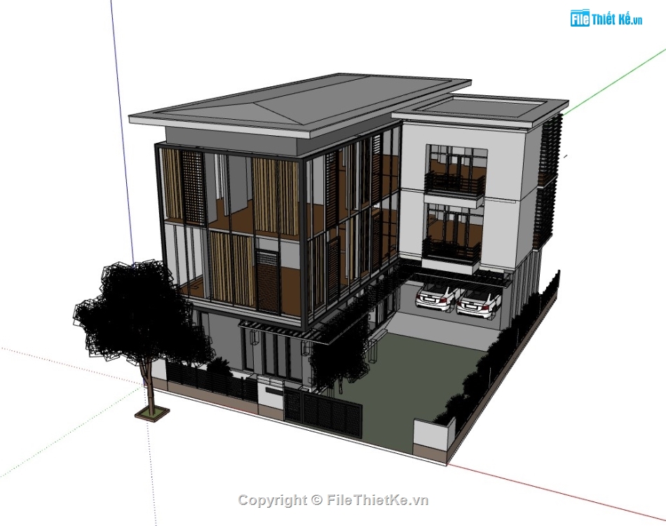 nhà phố 3 tầng,nhà 3 tầng hiện đại,su nhà phố 3 tầng,sketchup nhà phố 3 tầng