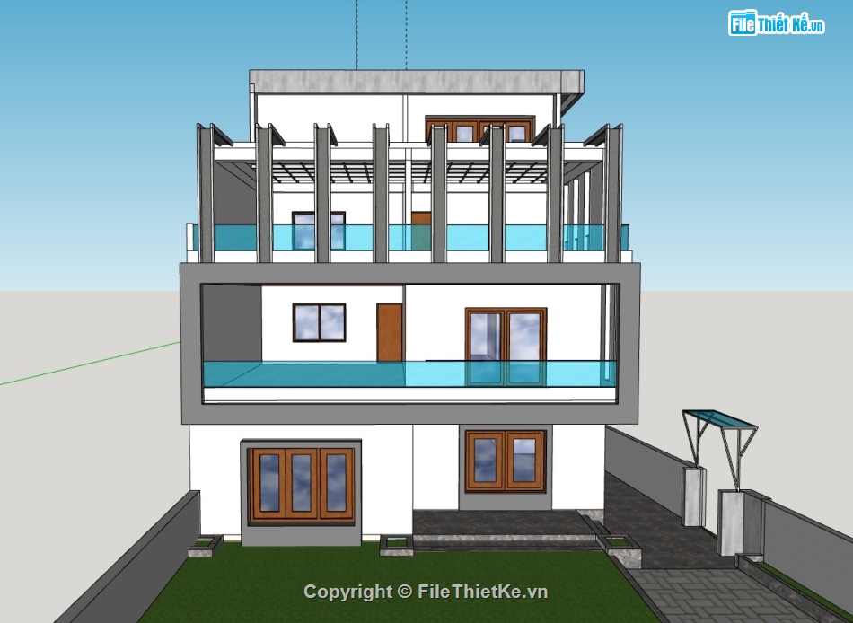 su nhà phố,sketchup nhà phố,su nhà phố 4 tầng,sketchup nhà phố 4 tầng