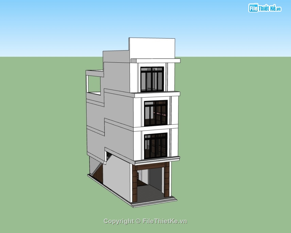 su nhà phố,sketchup nhà phố,su nhà phố 4 tầng