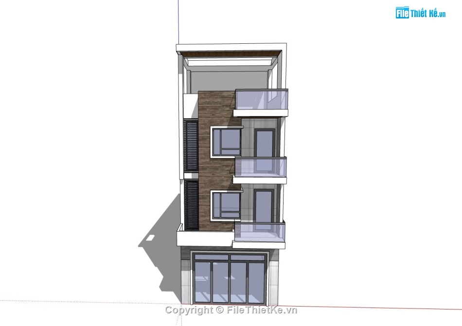 nhà 4 tầng,nhà phố 4 tầng,su nhà phố 4 tầng,sketchup nhà phố 4 tầng