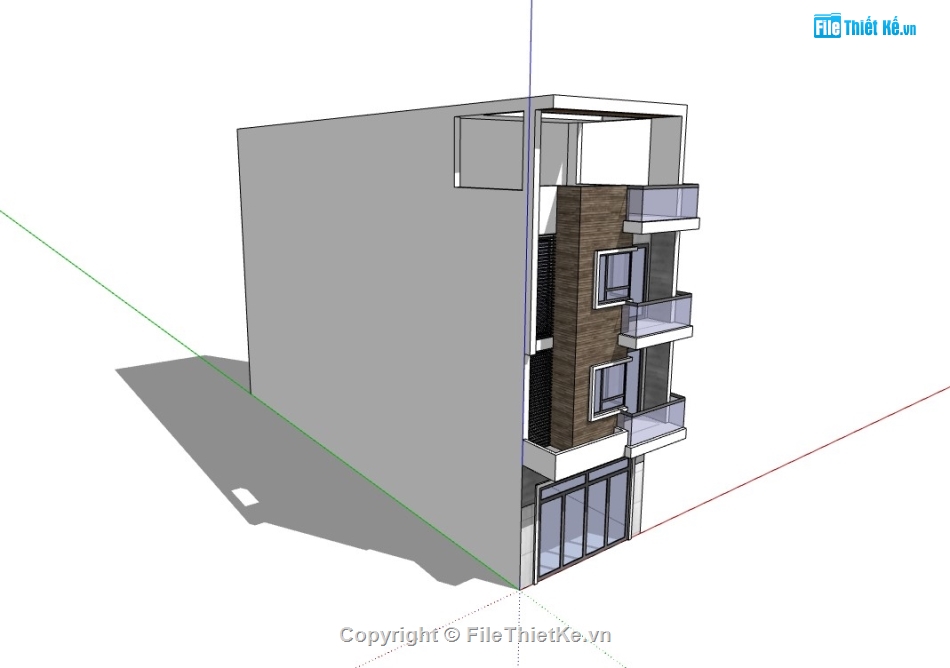 nhà 4 tầng,nhà phố 4 tầng,su nhà phố 4 tầng,sketchup nhà phố 4 tầng