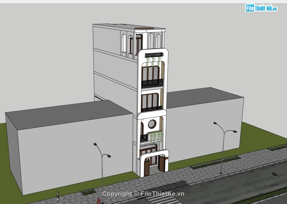 su nhà phố,sketchup nhà phố,su nhà phố 5 tầng