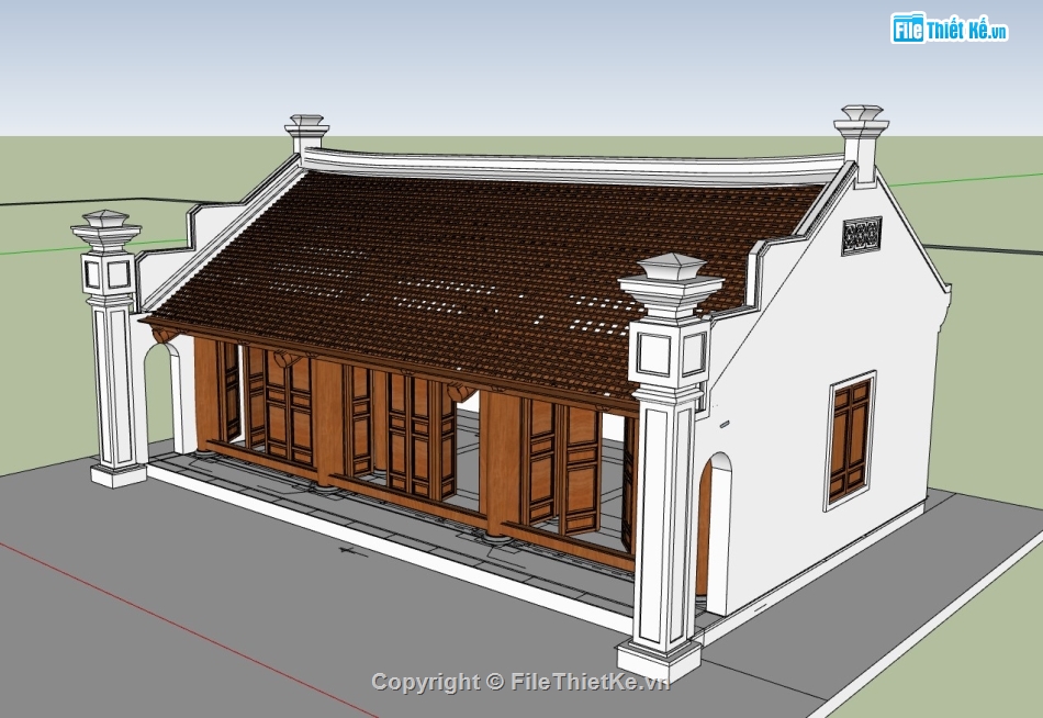 nhà thờ họ,su nhà thờ họ,sketchup nhà thờ họ