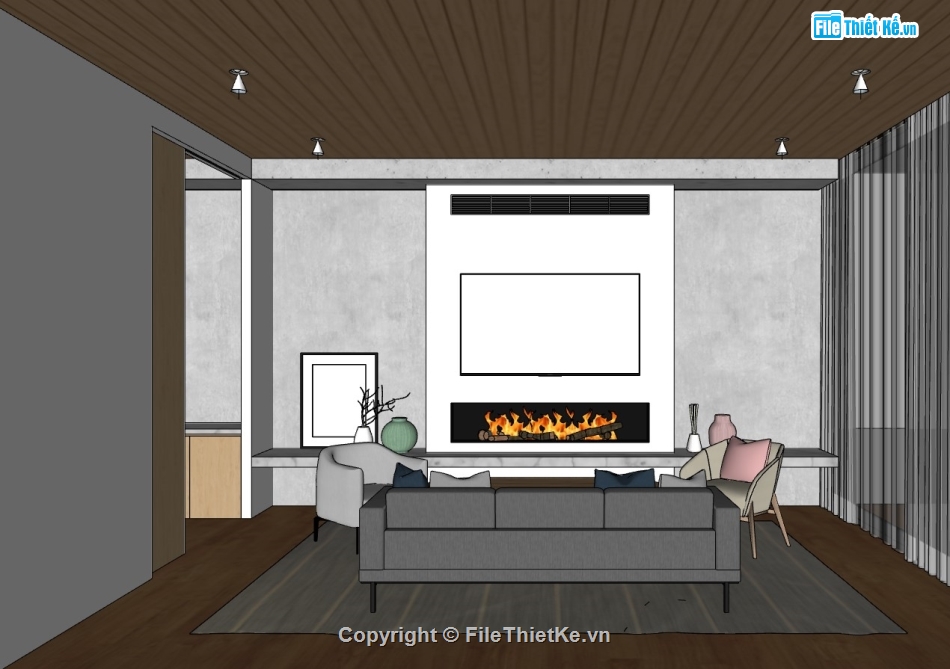 nội thất phòng khách,su phòng khách,sketchup phòng khách