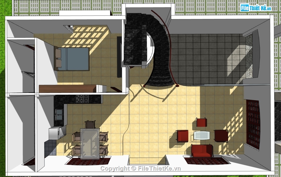 su nội thất,su nội thất tầng 1,sketchup nội thất