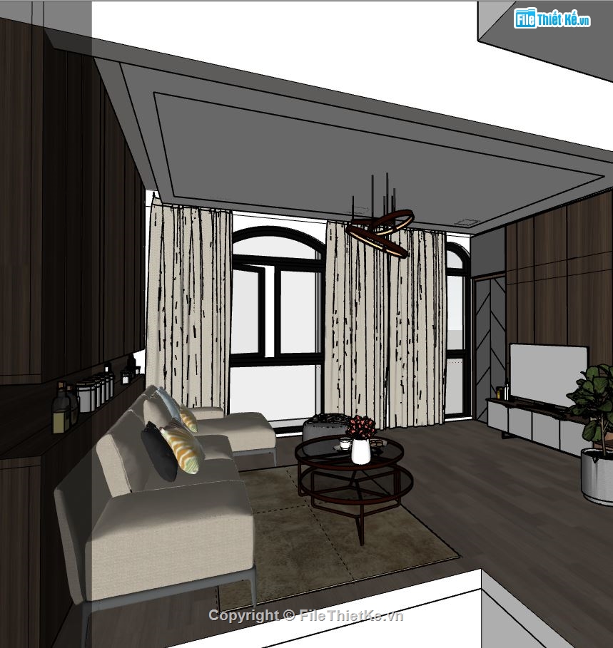 sketchup nội thất chung cư,sketchup phòng khách bếp chung cư,model su nội thất phòng bếp