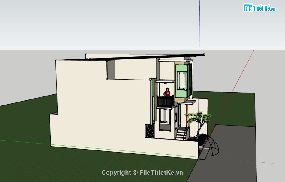 thiết kế nhà 2 tầng,mẫu nhà phố su,sketchup nhà phố 2 tầng,phối cảnh nhà 2 tầng