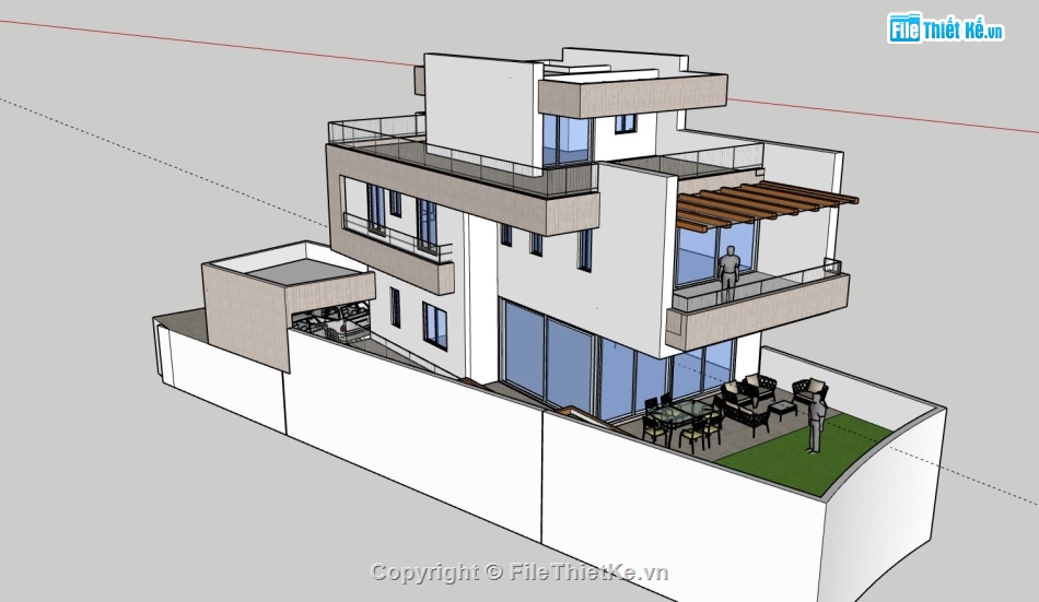 biệt thự 2 tầng,model su biệt thự 2 tầng,phối cảnh biệt thự 2 tầng,thiết kế biệt thự 2 tầng,mẫu sketchup biệt thự 2 tầng