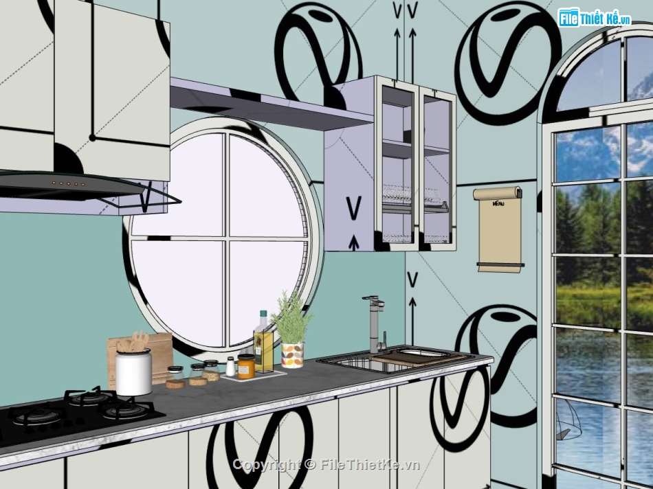 model sketchup phòng ăn,file sketchup phòng ăn cực đẹp,nội thất phòng ăn