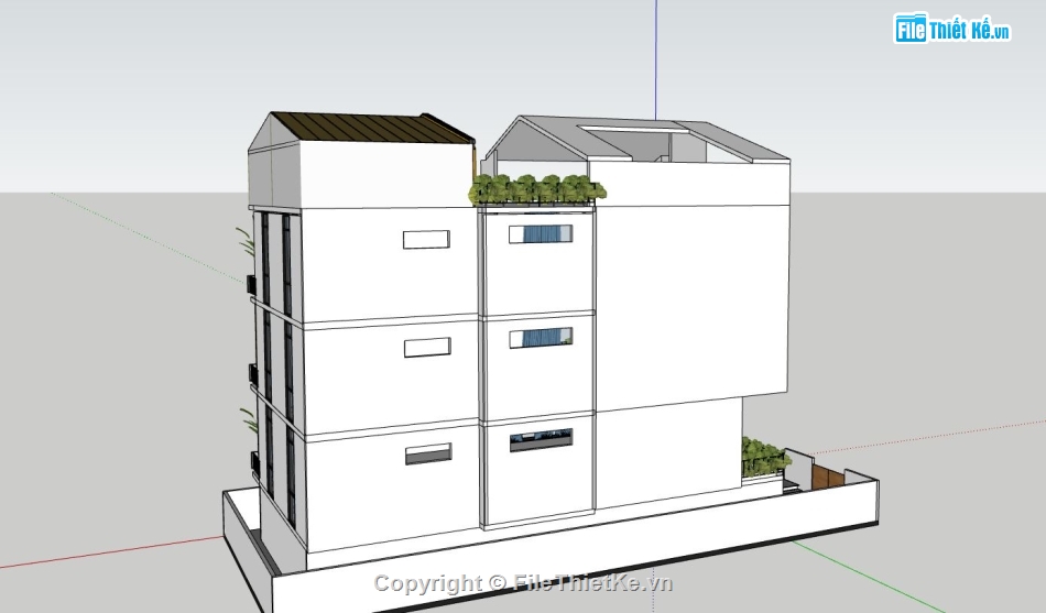 biệt thự 3 tầng,model su biệt thự 3 tầng,phối cảnh biệt thự 3 tầng,biệt thự 3 tầng sketchup