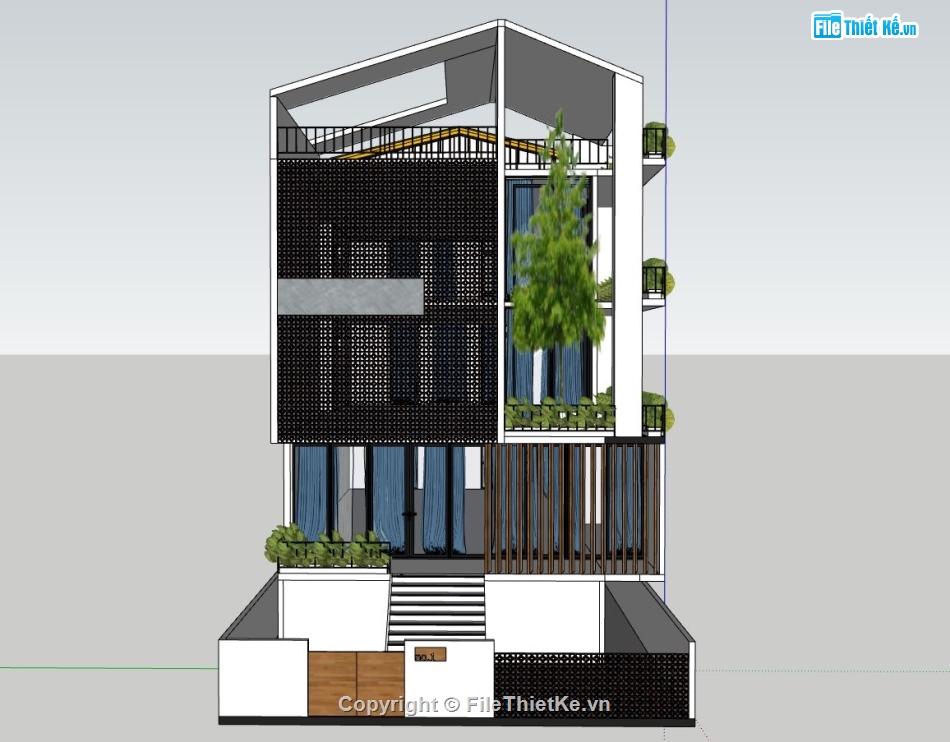 biệt thự 3 tầng,model su biệt thự 3 tầng,phối cảnh biệt thự 3 tầng,biệt thự 3 tầng sketchup