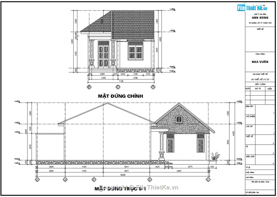 Bản vẽ thiết kế biệt thự,biệt thự vườn,Nhà vườn 1 tầng,biệt thự 1 tầng,biệt thự 1 tầng 7x19m