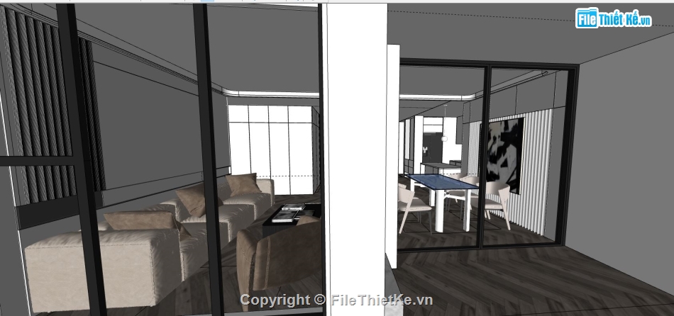 Mẫu thiết kế căn hộ,model su căn hộ,file sketchup căn hộ