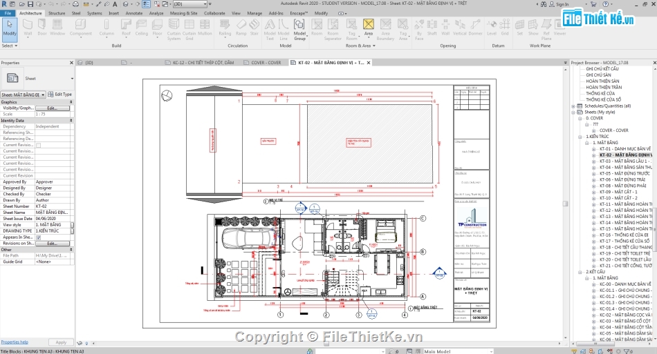 thiết kế chung cư,chung cư mini,nhà phố 4 tầng,file revit chung cư 7x12.5m