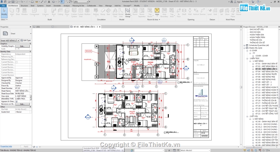 thiết kế chung cư,chung cư mini,nhà phố 4 tầng,file revit chung cư 7x12.5m